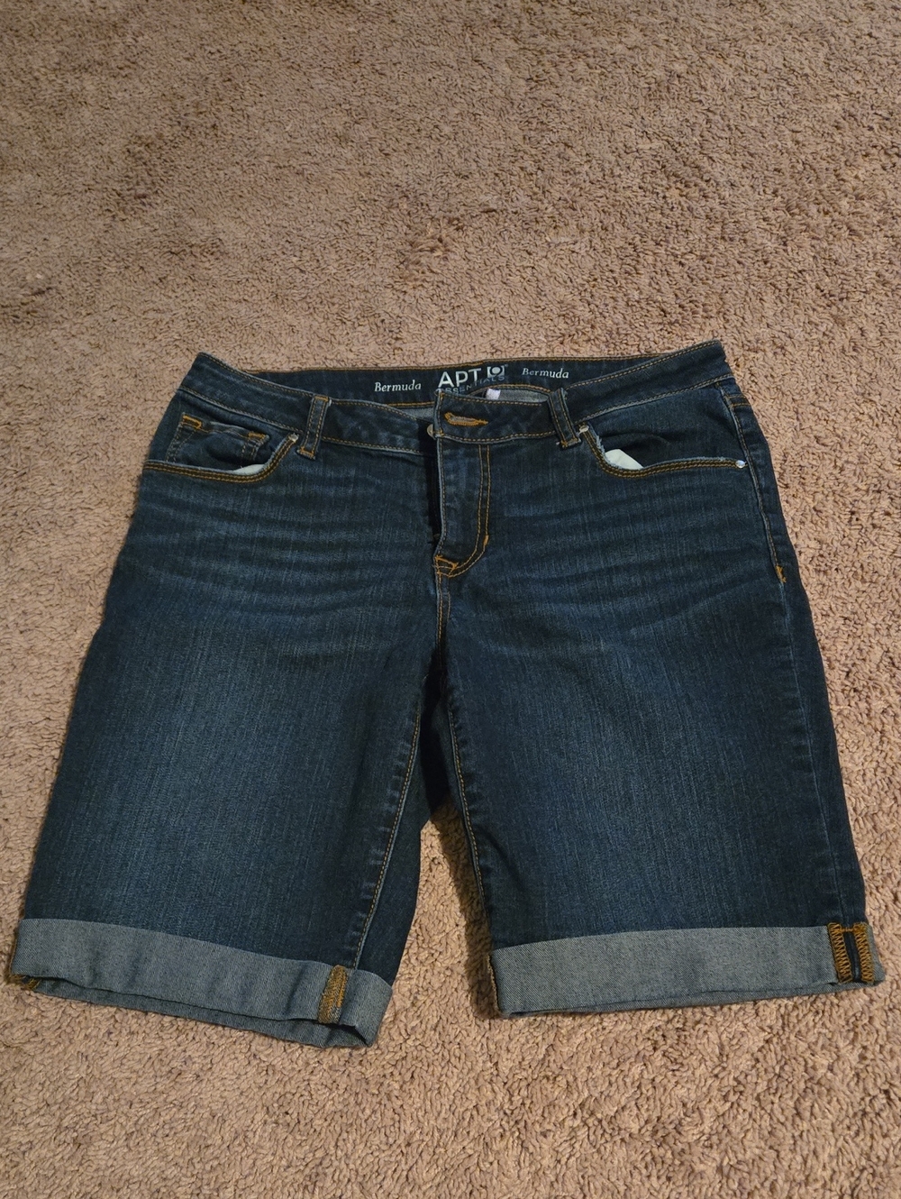Apt. 9 Dark Indigo Cuffed Denim Bermuda Shorts